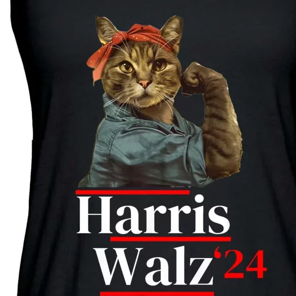 Cat Ladies For Kamala Walz Funny Cat 2024 President Ladies Essential Flowy Tank