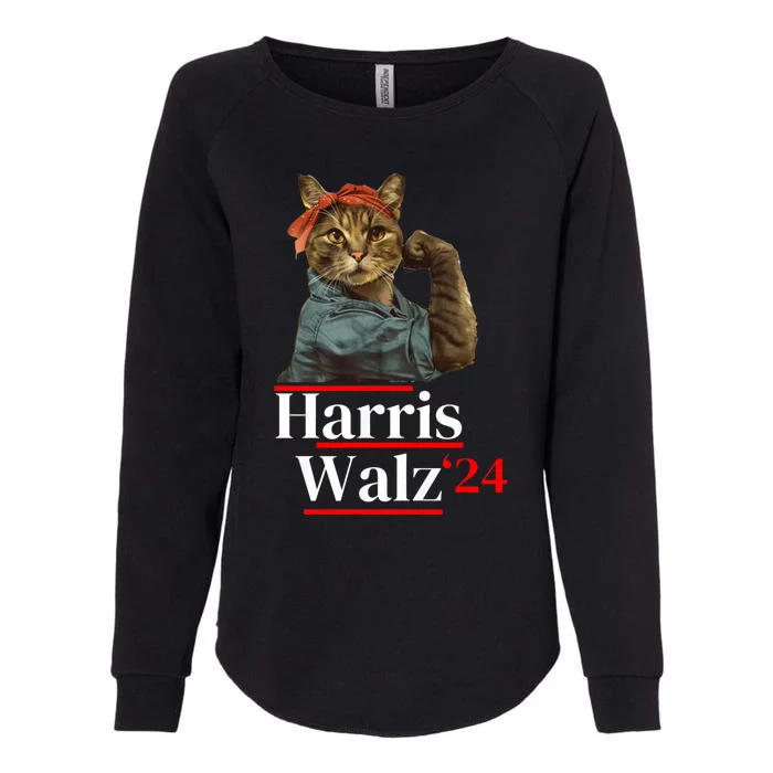 Cat Ladies For Kamala Walz Funny Cat 2024 President Womens California Wash Sweatshirt