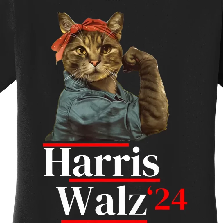 Cat Ladies For Kamala Walz Funny Cat 2024 President Women's T-Shirt