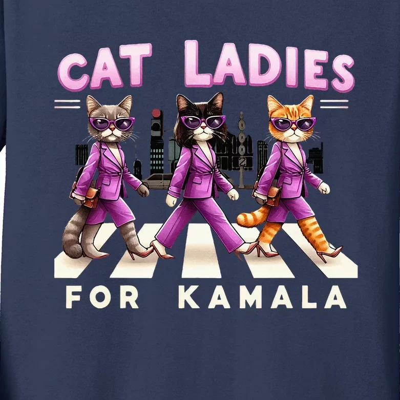 Cat Ladies For Kamala Kids Long Sleeve Shirt