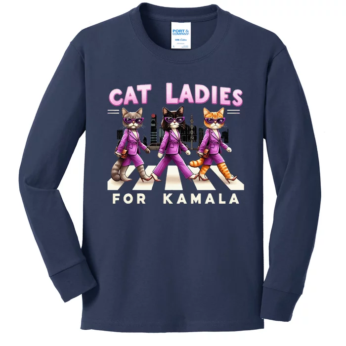 Cat Ladies For Kamala Kids Long Sleeve Shirt