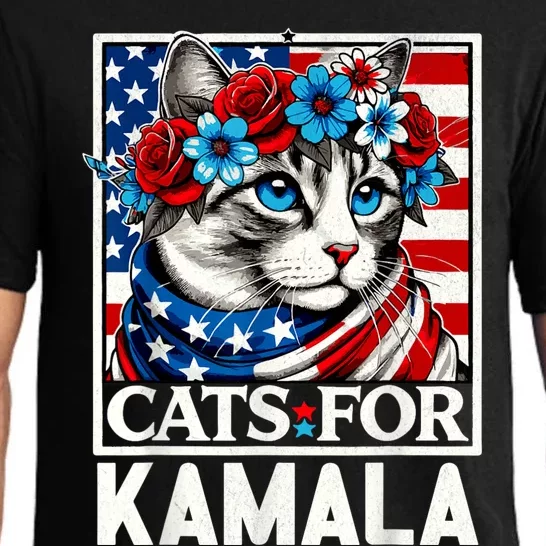 Cat Ladies For Kamala Funny Cat 2024 President Kamalaharris Pajama Set