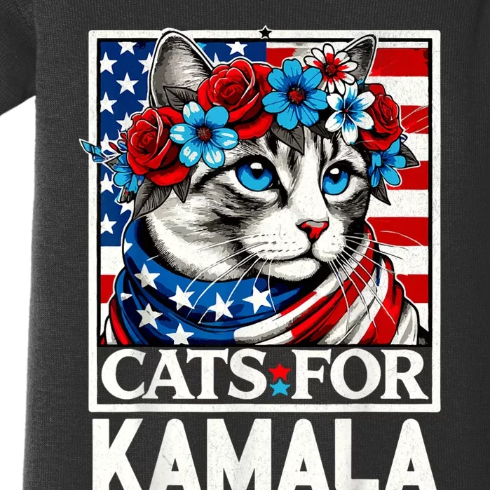 Cat Ladies For Kamala Funny Cat 2024 President Kamalaharris Baby Bodysuit