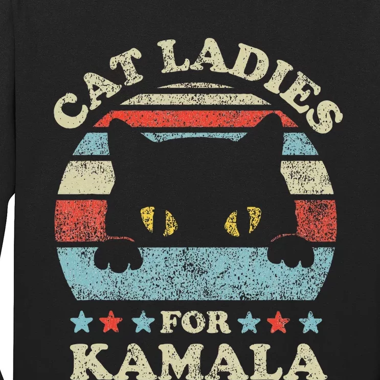 Cat Ladies For Kamala Harris Merch President 2024 Long Sleeve Shirt