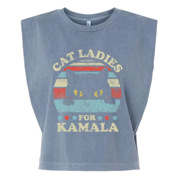 Cat Ladies For Kamala Harris Merch President 2024 Garment-Dyed Women's Muscle Tee