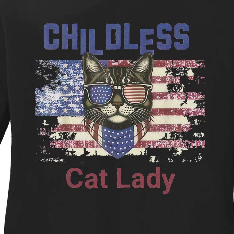 Cat Lover Feminist Childless Cat Lady Votes Ladies Long Sleeve Shirt