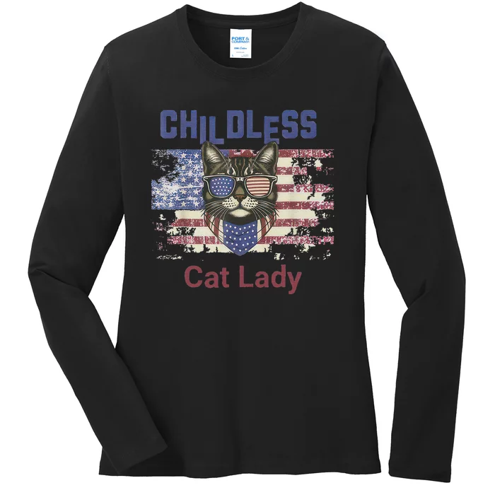 Cat Lover Feminist Childless Cat Lady Votes Ladies Long Sleeve Shirt