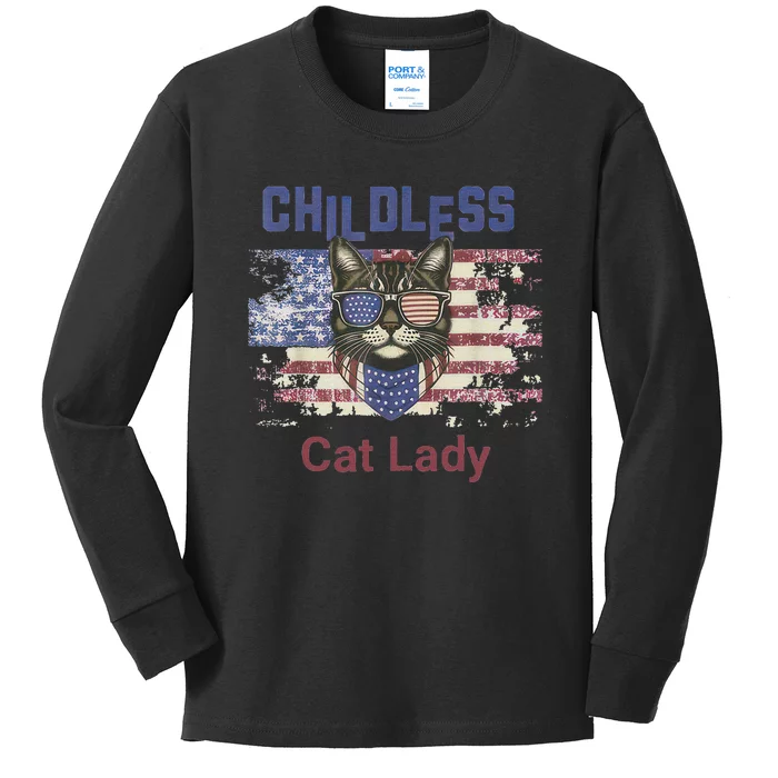 Cat Lover Feminist Childless Cat Lady Votes Kids Long Sleeve Shirt