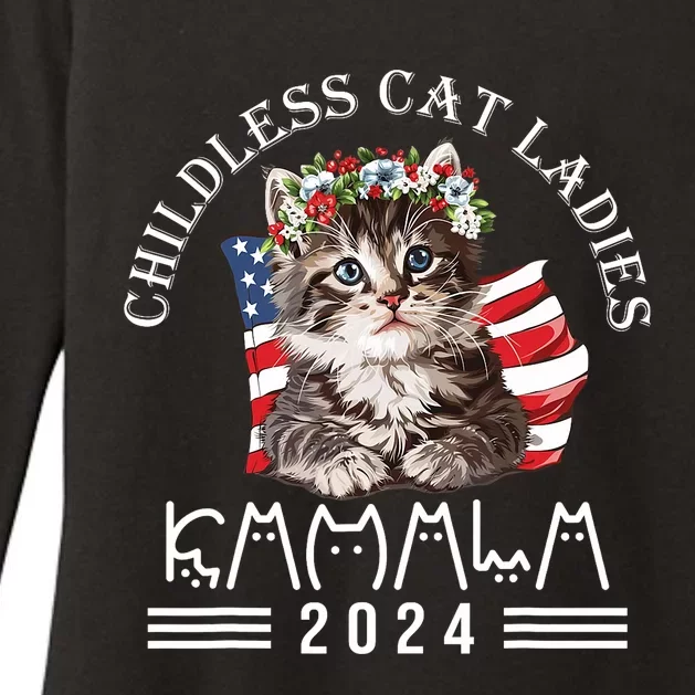 Cat Lady Fun Childless Cat Ladies 2024 Womens CVC Long Sleeve Shirt