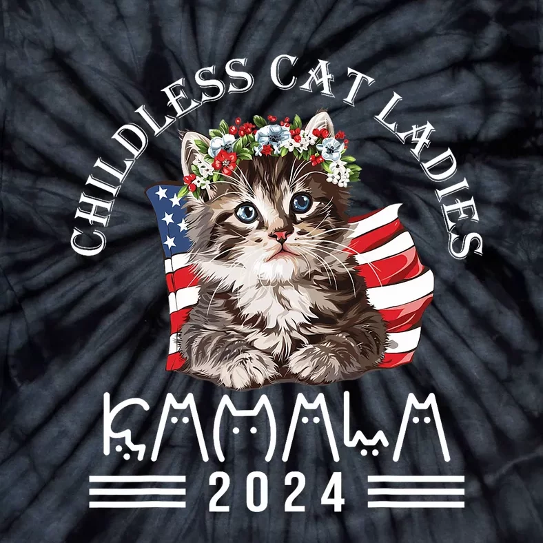 Cat Lady Fun Childless Cat Ladies 2024 Tie-Dye T-Shirt