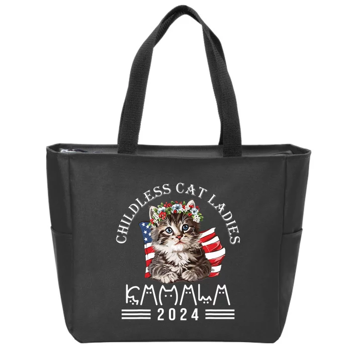 Cat Lady Fun Childless Cat Ladies 2024 Zip Tote Bag