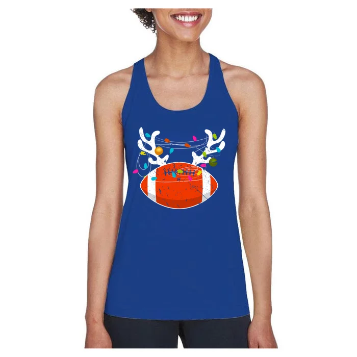 Christmas Lights Football Ball Funny Xmas Cool Gift Women's Racerback Tank