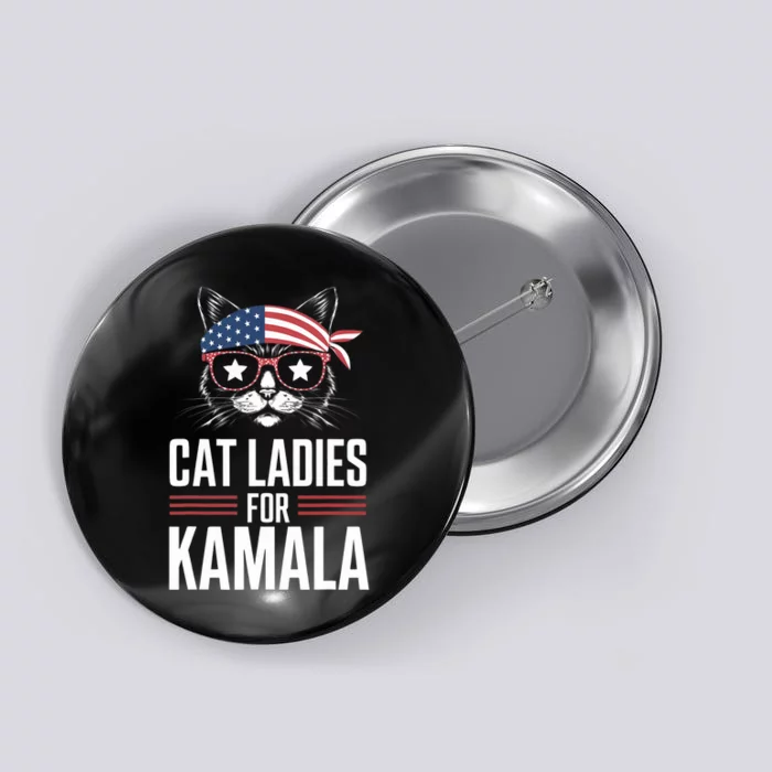 Cat Ladies For Kamala Funny Cat 2024 President Kamalaharris Button