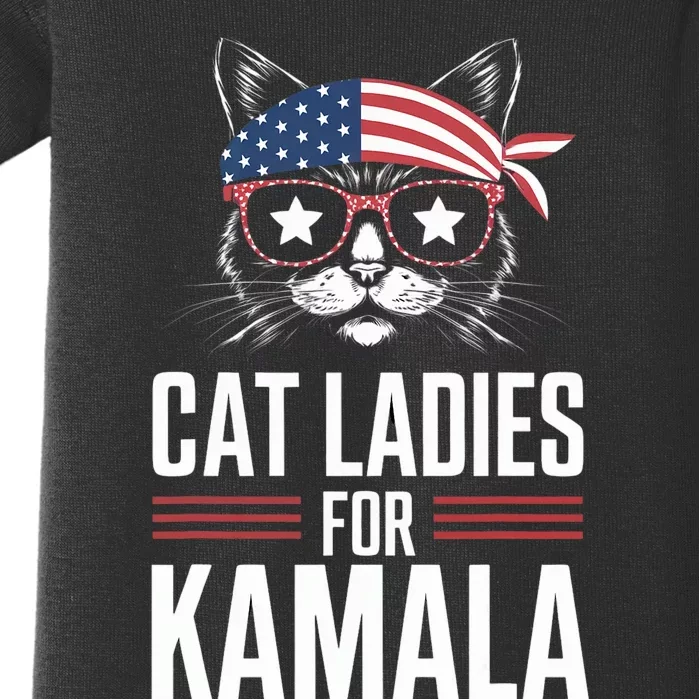 Cat Ladies For Kamala Funny Cat 2024 President Kamalaharris Baby Bodysuit