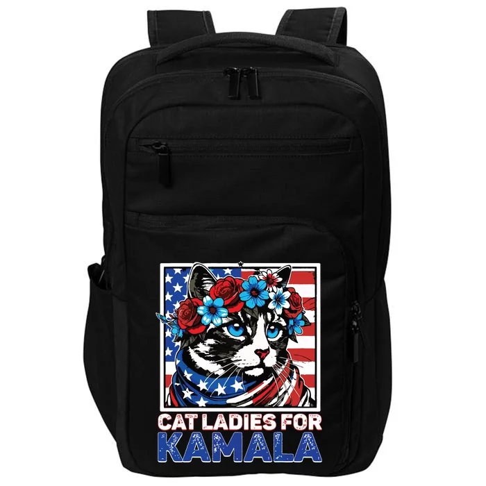 Cat Ladies For Kamala Funny Cat 2024 President Kamalaharris Impact Tech Backpack