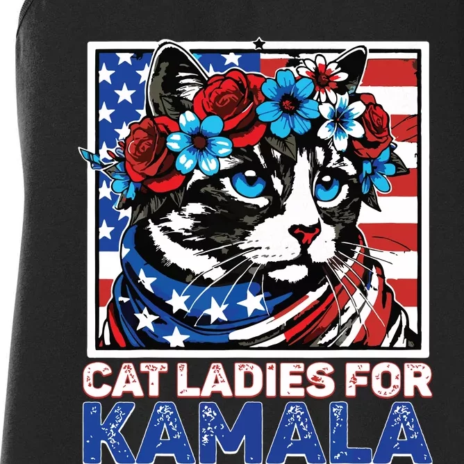 Cat Ladies For Kamala Funny Cat 2024 President Kamalaharris Women's Racerback Tank