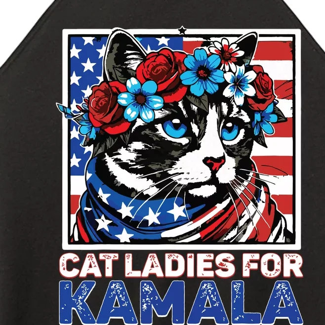 Cat Ladies For Kamala Funny Cat 2024 President Kamalaharris Women’s Perfect Tri Rocker Tank