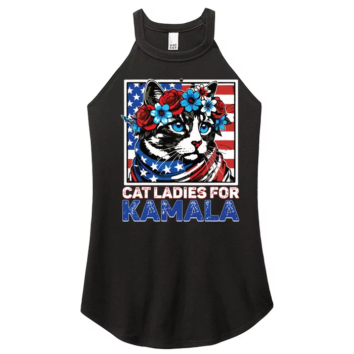 Cat Ladies For Kamala Funny Cat 2024 President Kamalaharris Women’s Perfect Tri Rocker Tank