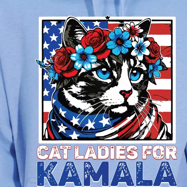 Cat Ladies For Kamala Funny Cat 2024 President Kamalaharris Unisex Surf Hoodie