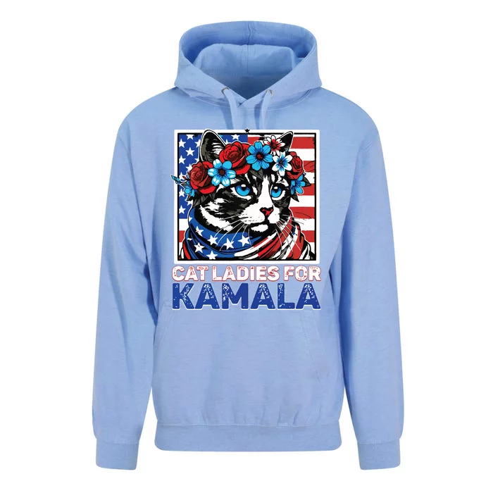 Cat Ladies For Kamala Funny Cat 2024 President Kamalaharris Unisex Surf Hoodie