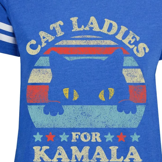 Cat Ladies For Kamala Harris Merch President 2024 Cat Lady Enza Ladies Jersey Football T-Shirt