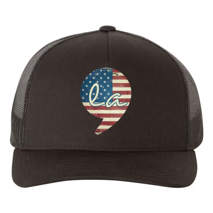 Comma La Funny Kamala Harris Usa Flag Yupoong Adult 5-Panel Trucker Hat