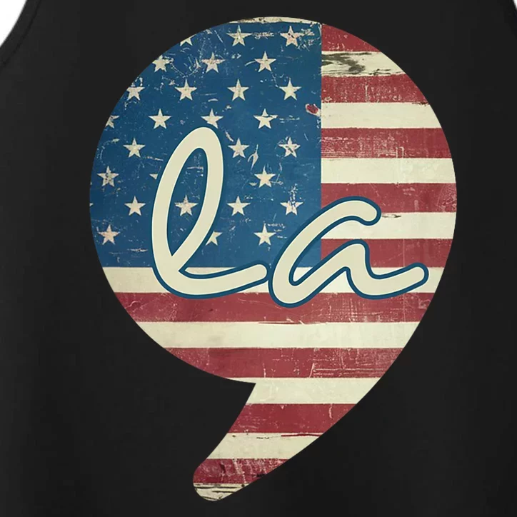 Comma La Funny Kamala Harris Usa Flag Performance Tank