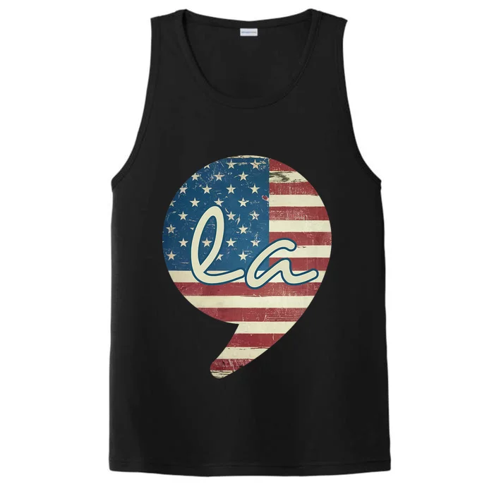 Comma La Funny Kamala Harris Usa Flag Performance Tank