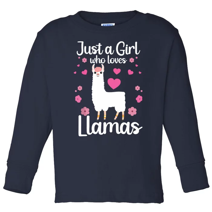 Cute Llama For Girl Farming Llama Lovers Alpaca Farm Toddler Long Sleeve Shirt