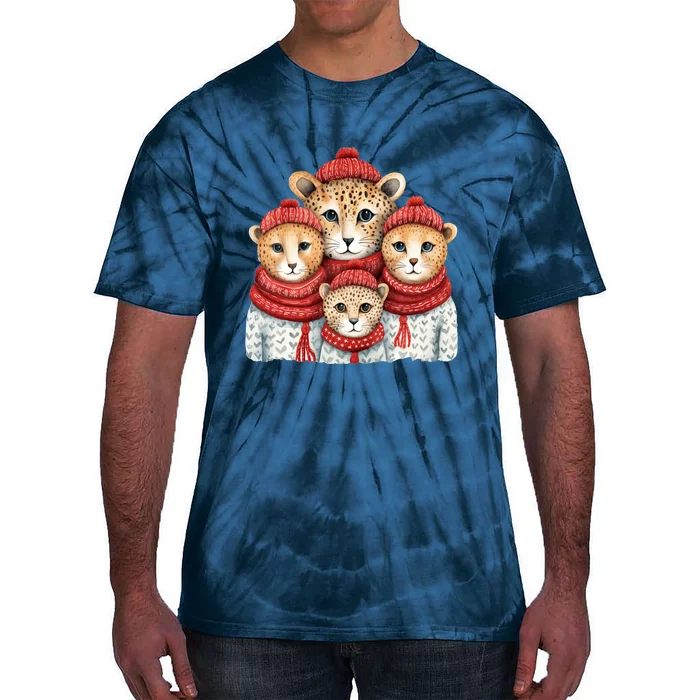 Christmas Leopard Family Matching Outfit Tie-Dye T-Shirt