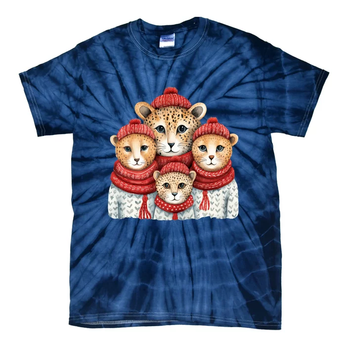 Christmas Leopard Family Matching Outfit Tie-Dye T-Shirt