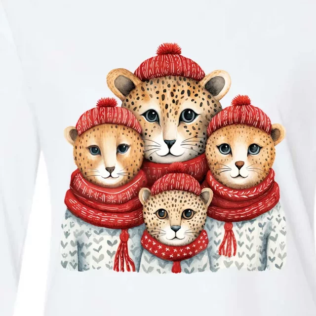 Christmas Leopard Family Matching Outfit Womens Cotton Relaxed Long Sleeve T-Shirt