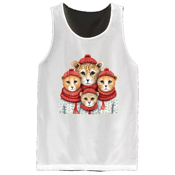 Christmas Leopard Family Matching Outfit Mesh Reversible Basketball Jersey Tank