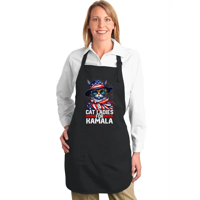 Cat Ladies For Kamala Harris Funny Cat Full-Length Apron With Pocket