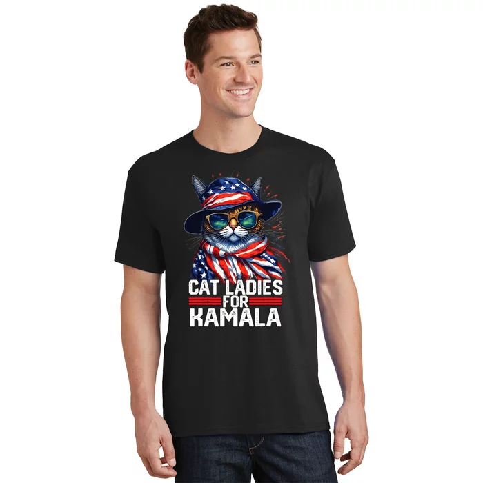 Cat Ladies For Kamala Harris Funny Cat T-Shirt