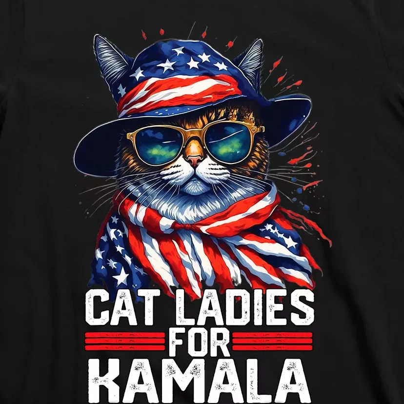 Cat Ladies For Kamala Harris Funny Cat T-Shirt