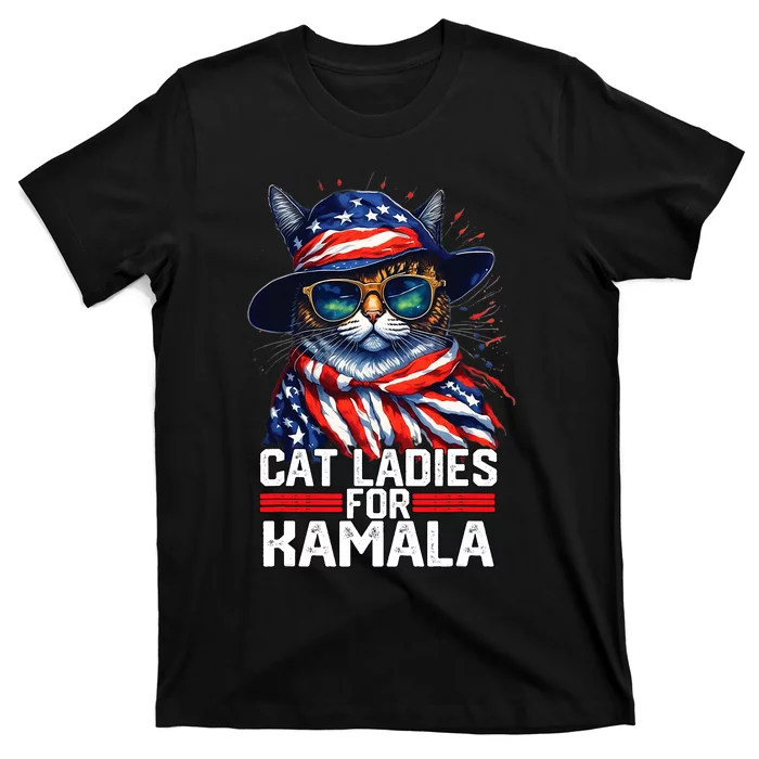 Cat Ladies For Kamala Harris Funny Cat T-Shirt