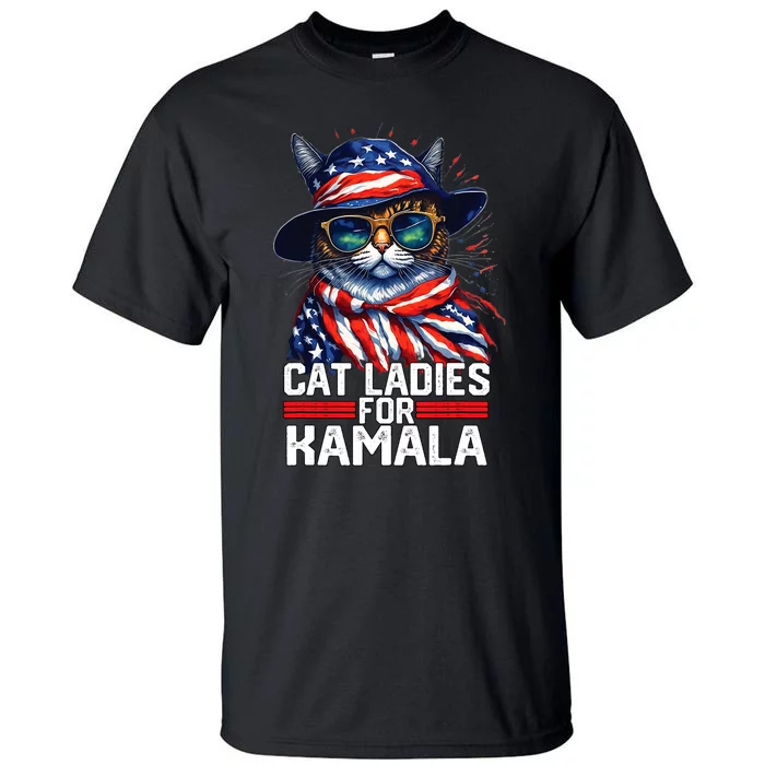 Cat Ladies For Kamala Harris Funny Cat Tall T-Shirt