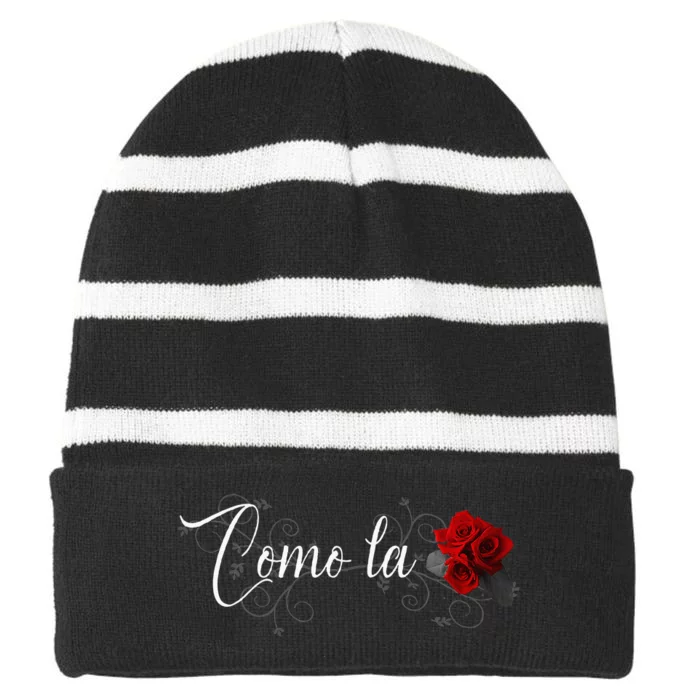 Como La Flor Striped Beanie with Solid Band