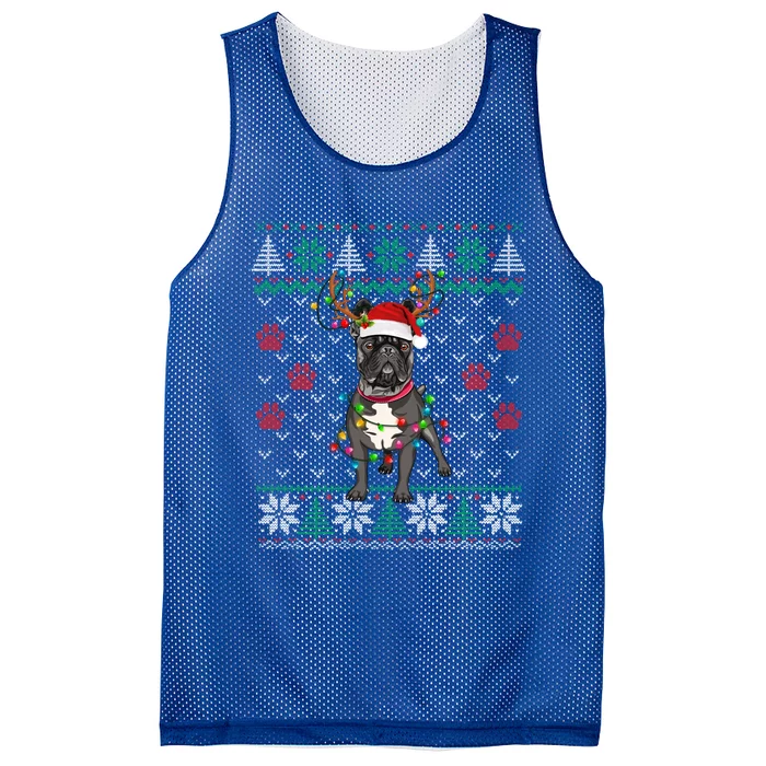 Christmas Lights French Bulldog Dog Lover Xmas Ugly Sweater Cool Gift Mesh Reversible Basketball Jersey Tank