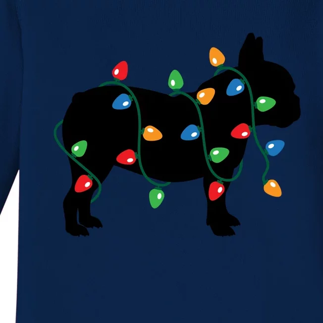 Christmas Lights French Bulldog Dog Lover Gift Baby Long Sleeve Bodysuit