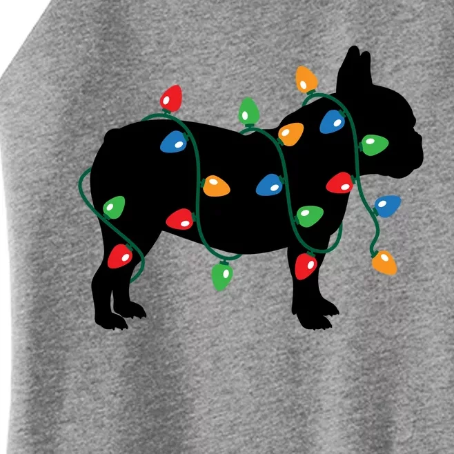 Christmas Lights French Bulldog Dog Lover Gift Women’s Perfect Tri Rocker Tank