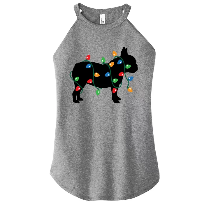 Christmas Lights French Bulldog Dog Lover Gift Women’s Perfect Tri Rocker Tank