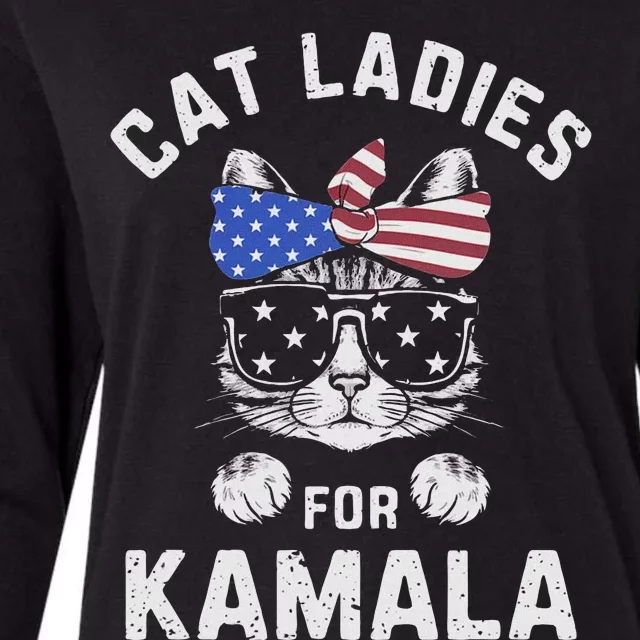 Cat Ladies For Kamala Patriotic Support Womens Cotton Relaxed Long Sleeve T-Shirt