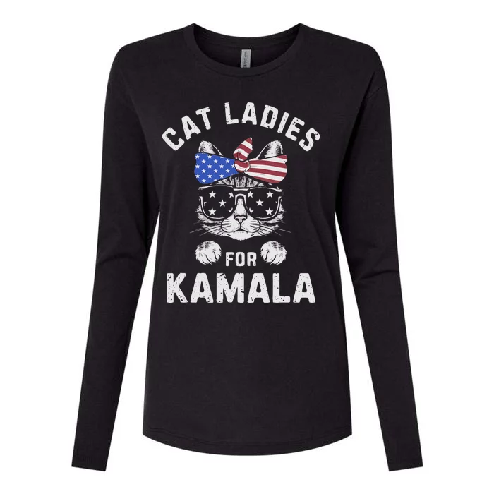 Cat Ladies For Kamala Patriotic Support Womens Cotton Relaxed Long Sleeve T-Shirt