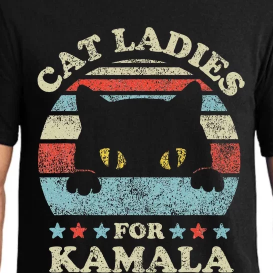 Cat Ladies For Kamala Harris President 2024 Funny Cat Lady Gift Pajama Set