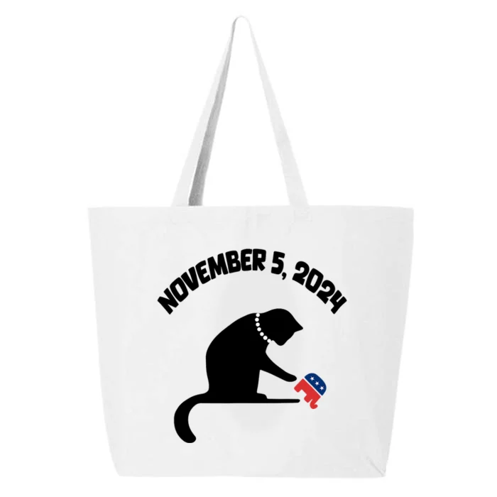 Cat Ladies For Kamala Harris Funny Cat With Pearls 25L Jumbo Tote