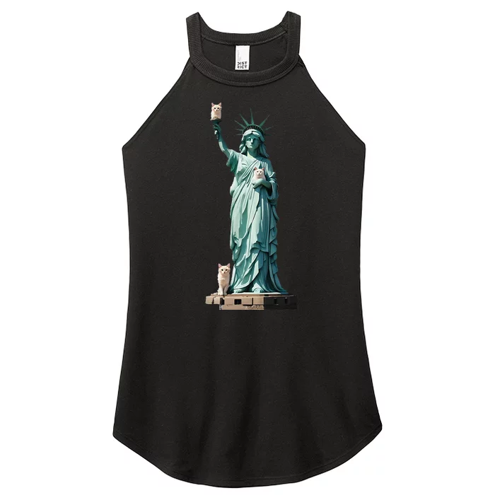 Cat Ladies For Kamala Statue Of Liberty With Cats Women’s Perfect Tri Rocker Tank