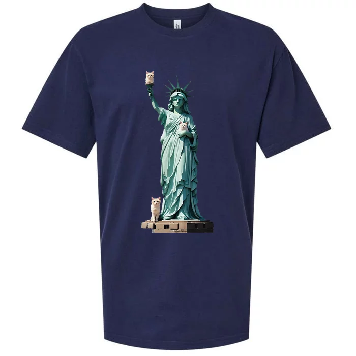 Cat Ladies For Kamala Statue Of Liberty With Cats Sueded Cloud Jersey T-Shirt