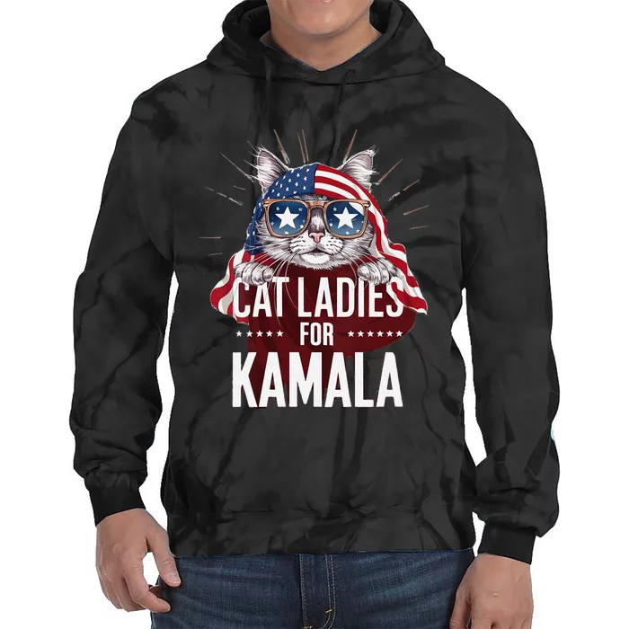 Cat Ladies For Kamala Patriot Design Tie Dye Hoodie